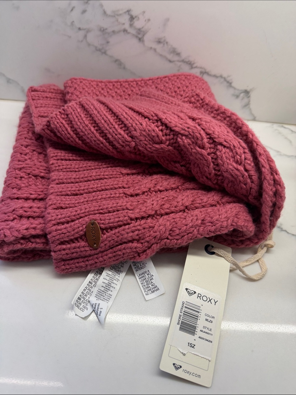 Roxy Rose Pink Cable-Knit Turtleneck Sweater